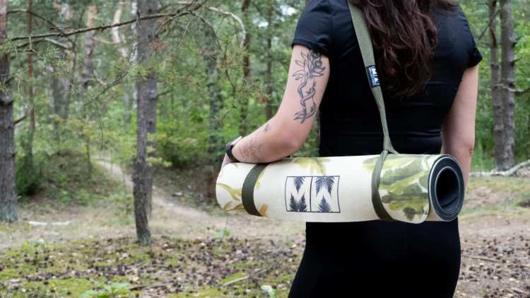 bawełniany pasek do noszenia maty do jogi zielony