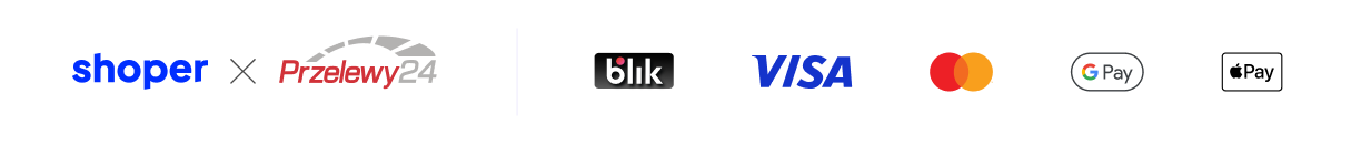 Dostępne metody płatności: Przelew, Blik, Karta, Apple Pay, Google Pay
